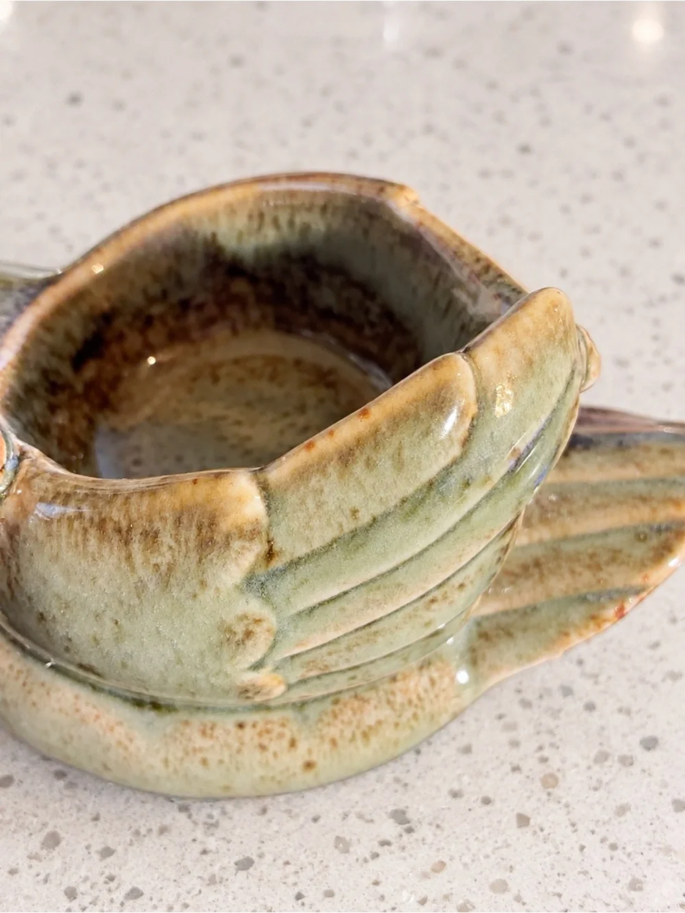 Ceramic Duck Candle Holder Green Brown Glazed Farmhouse Decor